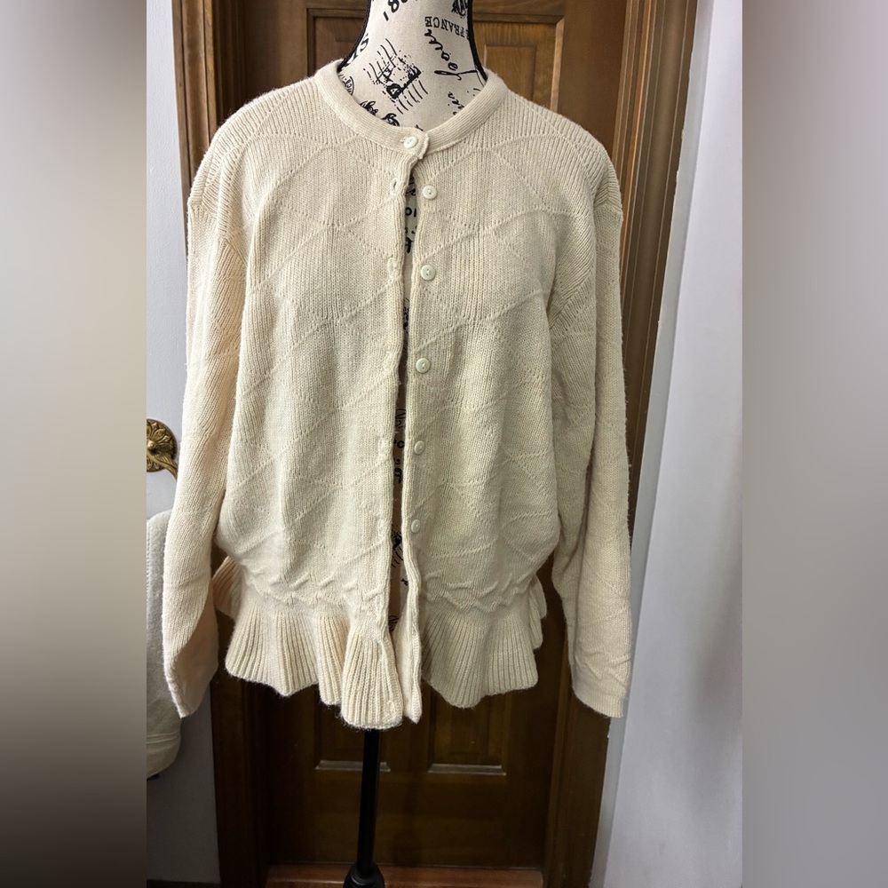 Vintage Cream Button-Up Sweater